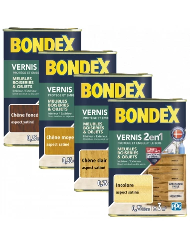 Vernis Bois Satin Chene Clair 0l25 - BONDEX