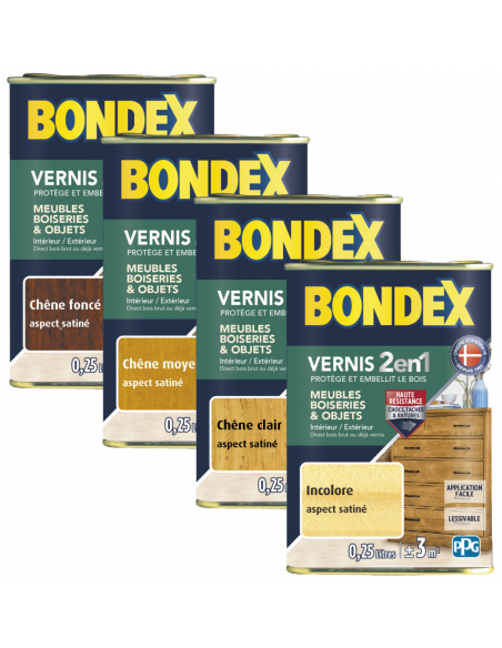 Vernis Bois Satin Chene Clair 0l25 - BONDEX