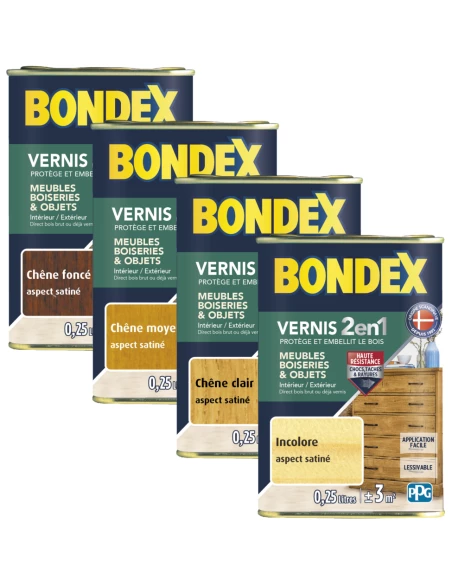 Vernis Bois Satin Chene Fonce 0l25 - BONDEX