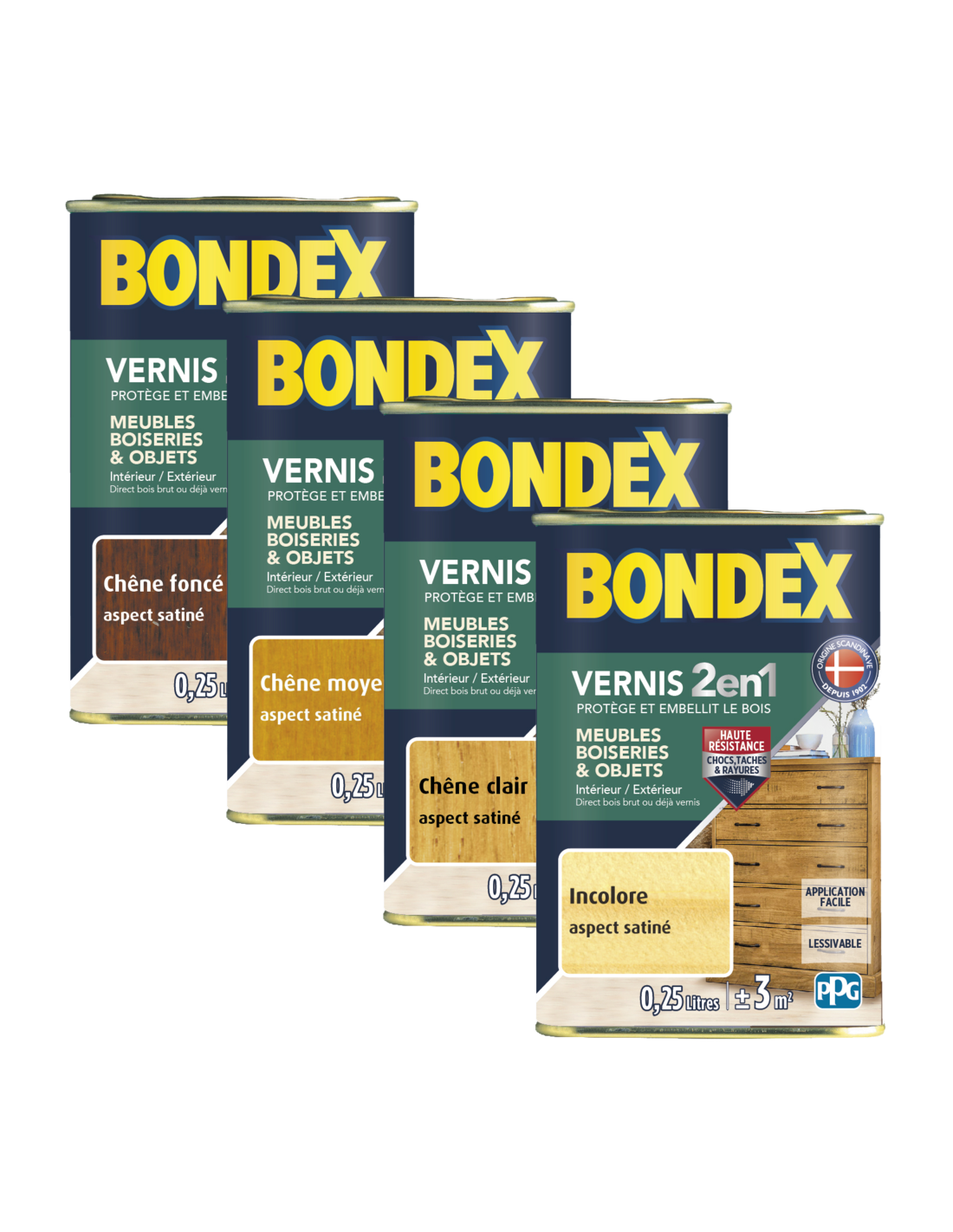Vernis Bois Satin Chene Fonce 0l25 - BONDEX - 104627