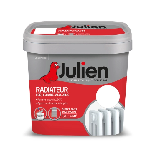 Peinture Radiateur Aqueuse Brillant Blanc 0l75 - JULIEN
