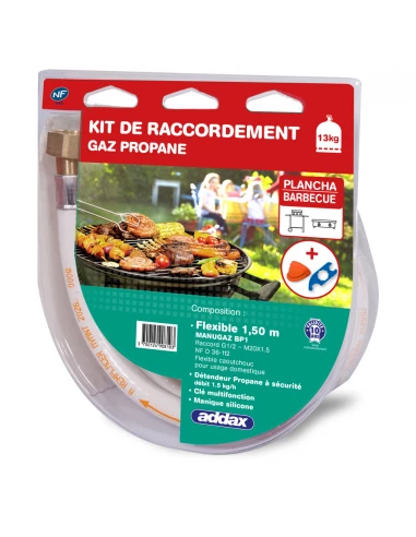 Kit propane de raccordement pour barbecue et plancha 1m50 - ADDAX