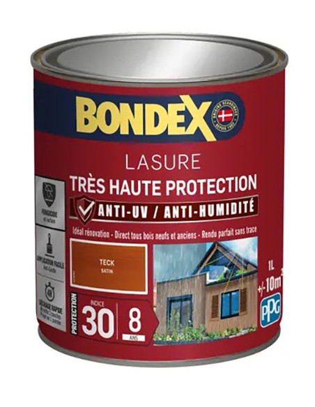 Lasure 8 ans Très Haute Protection Satiné Bidon 1L - BONDEX