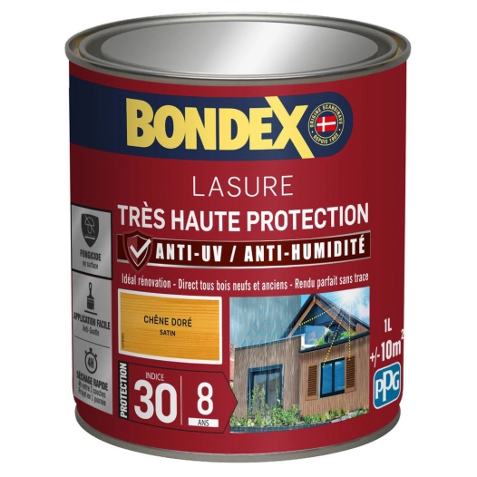 Lasure 8ans Très Haute Protection Satiné Bidon 1L - BONDEX