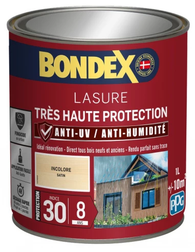 Lasure 8ans Très Haute Protection Satiné Bidon 1L - BONDEX