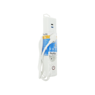 Multiprise x3 + 2 USB A et C 1m50 Blanc - PROFILE