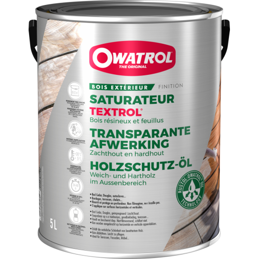 Saturateur bois extérieurs Textrol incolore 5 L Owatrol | Terrasses et bardages