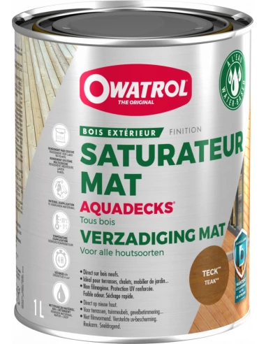 Saturateur bois Aquadecks 1litre couleur Teck - OWATROL