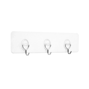 Cintre adhésif réutilisable triple crochets transparents - INOFIX