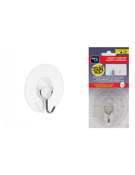 Cintre Adhésif Réutilisable Avec Crochet Mobile Transparent. Inofix