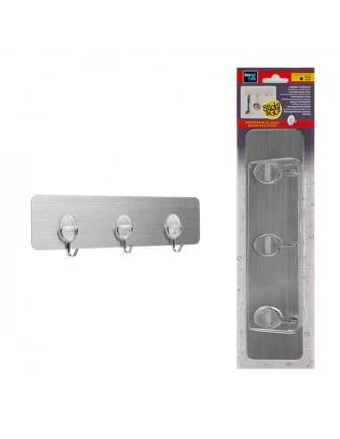 Cintre Adhérent Réutilisable Avec 3 Crochets Mobiles Acier Inoxidable .INOFIX