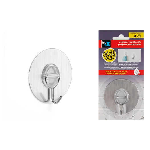 Cintre Adhésif Réutilisable Avec Crochet Mobile Acier Inoxidable Inofix