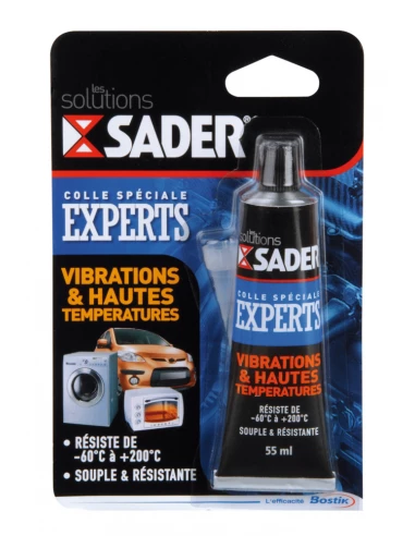 Colle transparente spécial Vibrations et haute température 55ml - SADER