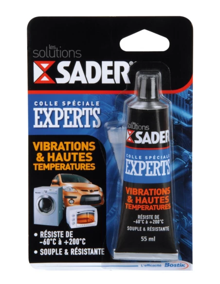 Colle transparente spécial Vibrations et haute température 55ml - SADER
