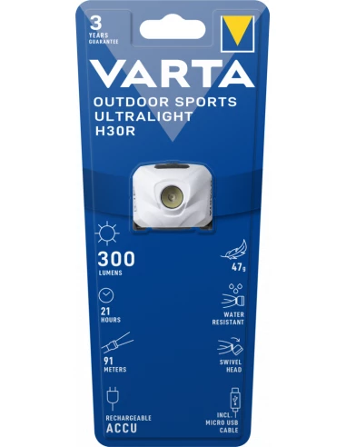 Lampe De Poche Frontale Ultralight H30r Blanche Varta.