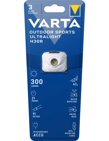 Lampe De Poche Frontale Ultralight H30r Blanche Varta.