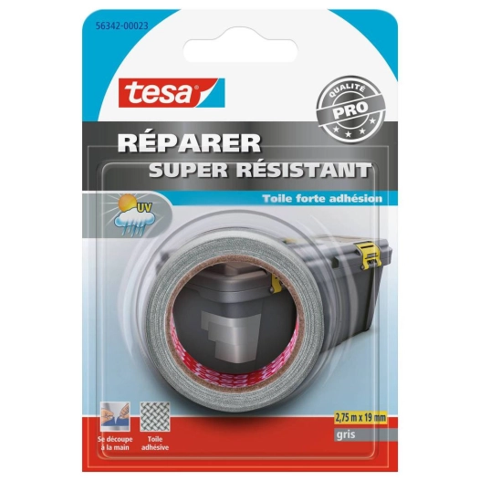Réparer - Ruban Toilé Super Résistant 2,75mx19mm Gris sous blister - TESA
