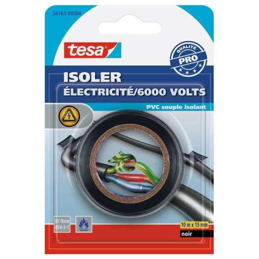 Isoler - Adhésif Universel Electrique 10mx15mm Noir - TESA