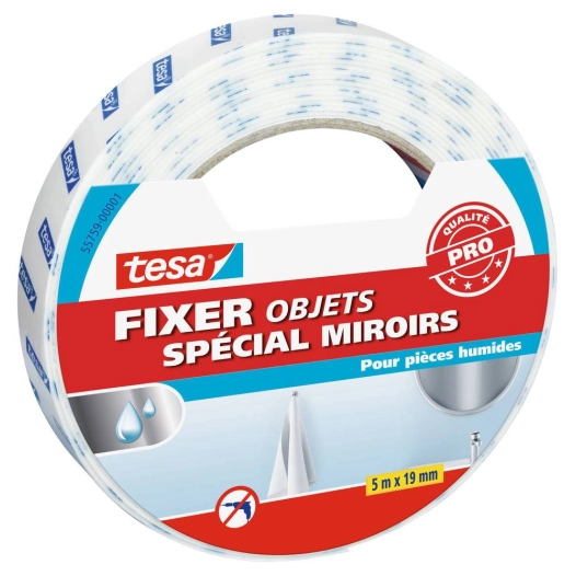 Fixer - Objets Special Miroirs Pièces Humides 5x19mm - TESA