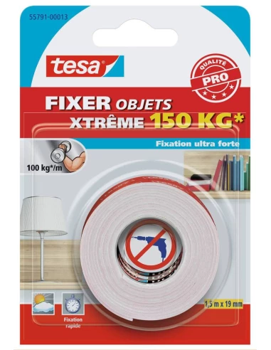 Adhésif Fixer Objets - Double Face Extrême 150kg 19mmx1.5ml - TESA