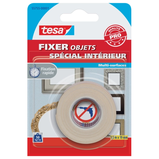 Fixer Objets - Double Face Intérieur 1.5mx19mm - TESA