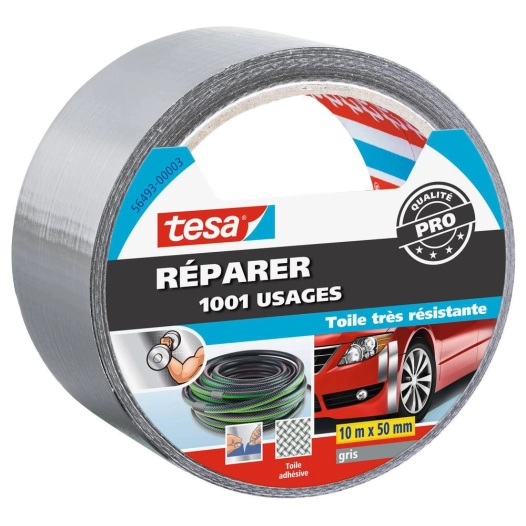 Réparer 1001 Usages Toile Très Résistante 10mx50mm Gris - TESA
