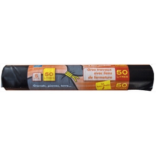 Sac Gravats 50lx5 Noir 100micr - PUBLI EMBAL