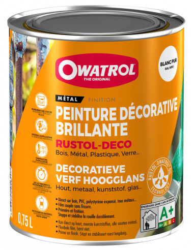 Rustol Deco Blanc 0.75L Peinture antirouille décorative blanche - Owatrol