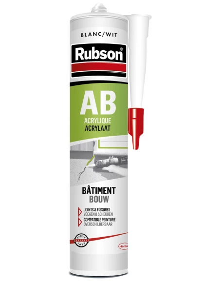 Mastic Acrylique AB Blanc Cartouche 300ml - RUBSON