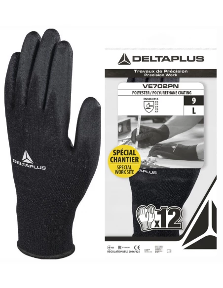 Lotx12 Gant Preci Polyes Endui Pu08 - DELTA PLUS