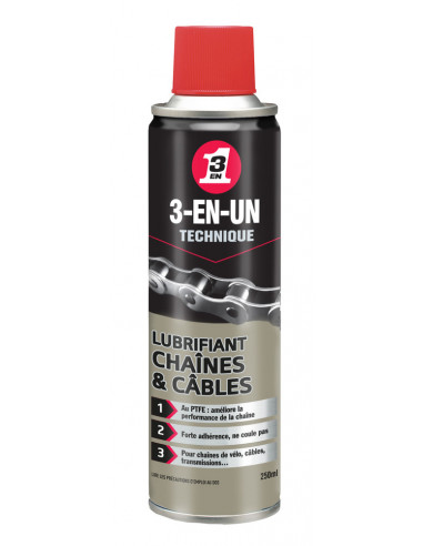 Lubrifiant Chaîne Câble 3-EN-UN Protection longue durée pour chaînes et câbles - 3-EN-UN