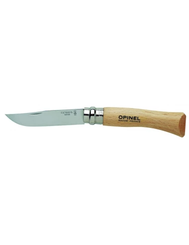 Couteau En Acier Inoxydable Nº8 Lame 8,5cm. Manche En Bois De Hêtre. Opinel