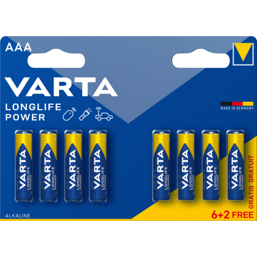 Pile Longlife Power Aaa/Lr03 6 + 2 gratuites - VARTA