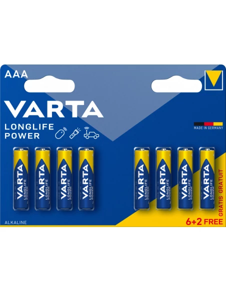 Pile Longlife Power Aaa/Lr03 6 + 2 gratuites - VARTA