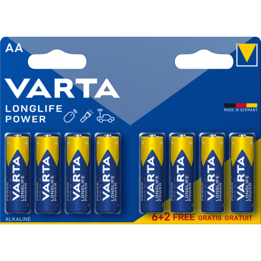 Pile Longlife Power Aa/Lr06 6 + 2 gratuites - VARTA