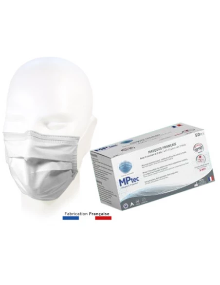 Masque chirurgical Type IIR Blanc à usage unique