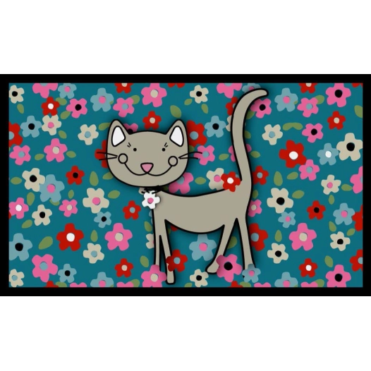 Tapis Velvet Dessin Chat&Fleur45x75 - MERCURY