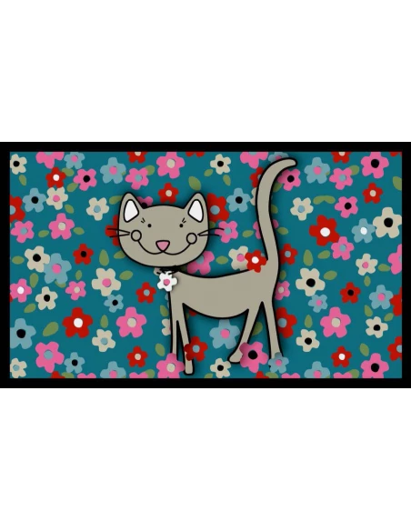 Tapis Velvet Dessin Chat&Fleur45x75 - MERCURY
