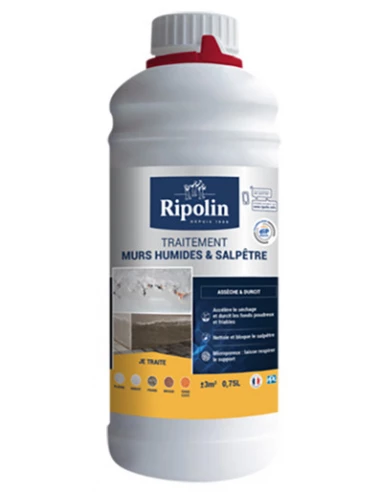 Traitement Murs Humides et Salpêtre Flacon 0.75L Incolore - RIPOLIN