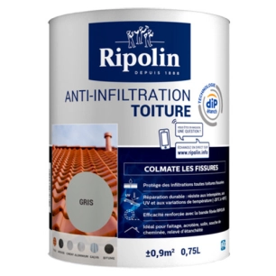 Anti-Infiltration Toiture Pot 0.75L Gris Ciment - RIPOLIN