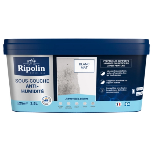 Sous-Couche Anti-Humidité Mat Pot 2.50L Blanc - RIPOLIN