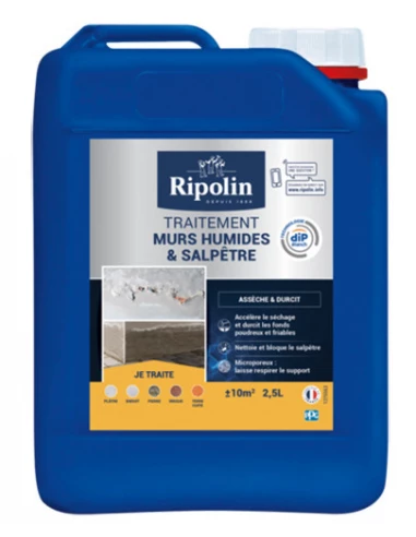 Traitement Murs Humides et Salpêtre Bidon 2L5 Incolore - RIPOLIN