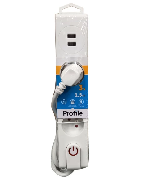 Multiprise X3 Et 2usb Blc Inter 1m5 - PROFILE