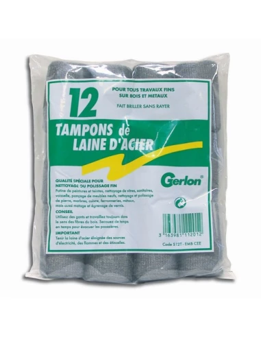 Laine d'Acier 12 tampons N°0 S12t - GERLON