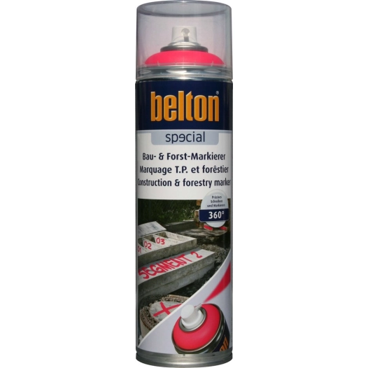 Peinture aérosol Marquage TP & Forestier 0.5 litre rouge neon - BELTON AUTO-K