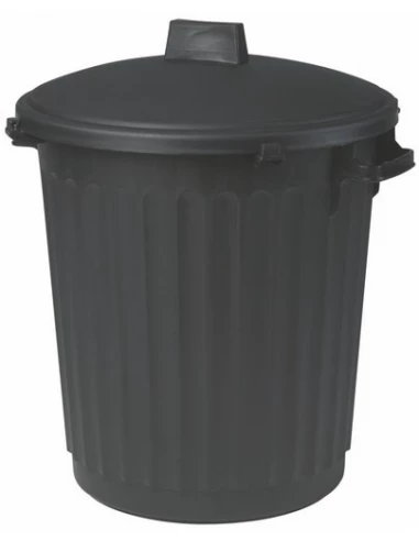 Poubelle d'immeuble noire 80 litres avec Couvercle - EDA