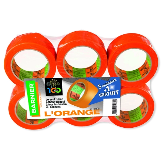 Lot 5+1 Adhesif orange multi-usages 33mm x 50m - BARNIER
