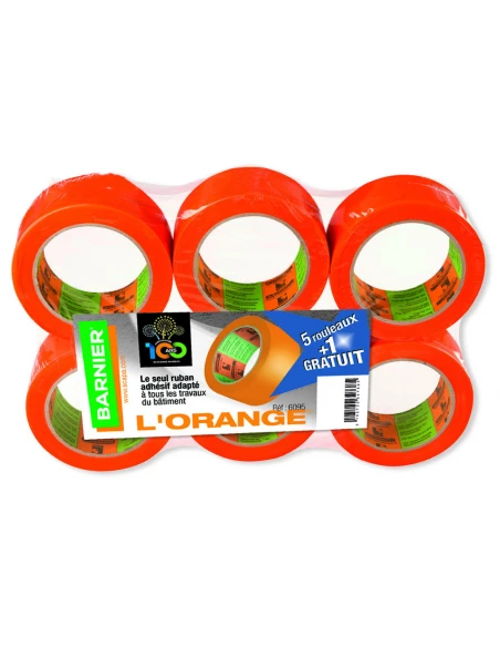 Lot 5+1 Adhesif orange multi-usages 33mm x 50m - BARNIER