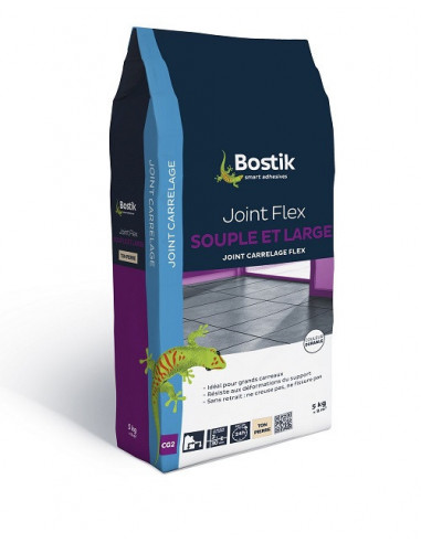 Joint flex 5kg gris ciment Mortier joint souple carrelage - Bostik