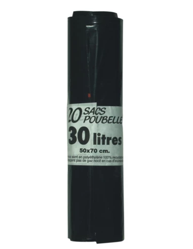 Sac Poub 30lx20 Noir 30 Microns - PUBLI EMBAL